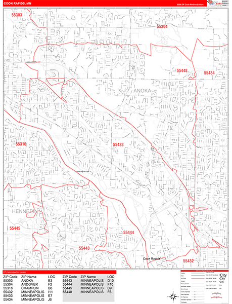 Coon Rapids, MN Zip Code Map